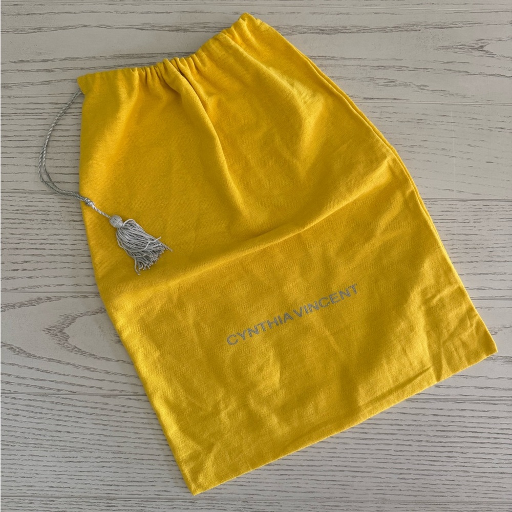 Cynthia Vincent Yellow & Silver Drawstring Dust Bag